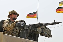 A German Bundeswehr soldier, part of ISAF's Regional Command North at Camp Marmal, 2011