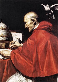Gregory the Great (c. 540–604), in a painting by Carlo Saraceni, c. 1610, Rome
