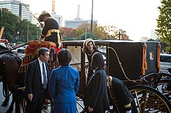 Caroline Kennedy, the United States ambassador to Japan, departs Tokyo Imperial Palace after presenting her credentials to Akihito in 2013.