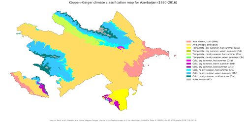 Köppen-Geiger climate classification map for Azerbaijan[133]