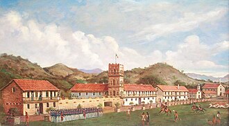 General Mariano Guadalupe Vallejo reviewing his troops in Sonoma, 1846.