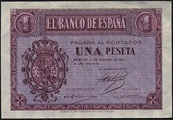 One-peseta Nationalist note, 1937
