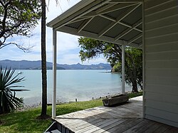 Arapaoa Bay from the house looking out onto the Coromandel Harbour. William Webster's base and John Logan Campbell's home for a period