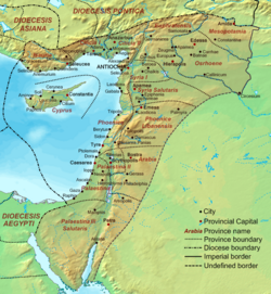 Map of the Diocese of the East with its provinces, as recorded in the Notitia Dignitatum, c. 400