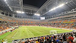 The Jakarta International Stadium in northern Jakarta. With a seating capacity of 82,000, it is Indonesia's biggest stadium.