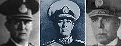Generals Arturo Rawson, Pedro Pablo Ramírez and Edelmiro Farrell, the three consecutive dictators of the Revolution of '43.