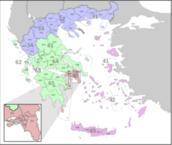 First-level NUTS regions of Greece as of January 2015: EL3: Attiki EL4: Nisia Aigaiou, Kriti EL5: Voreia Ellada EL6: Kentriki Ellada