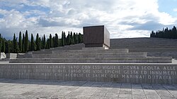 The Redipuglia War Memorial of Redipuglia, with the tomb of Prince Emanuele Filiberto, Duke of Aosta in the foreground