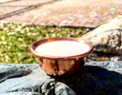 A bowl of milk for the shaman rite; Buryatia, Russia
