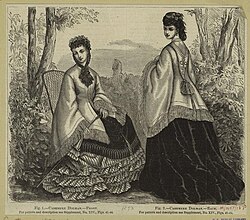 Woman's dolman mantle, front and back views. Harper's Bazaar, November 1871