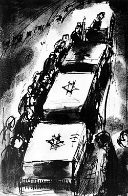 Theresienstadt prisoner Bedřich Fritta's drawing of a funeral