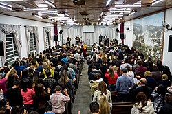 Baptist worship service in Brazil