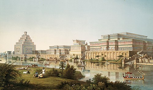 A 19th-century reconstruction of Nineveh, the Assyrian capital 705–612 BC