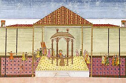 The Mughal Emperor Shah Jahan and his court
