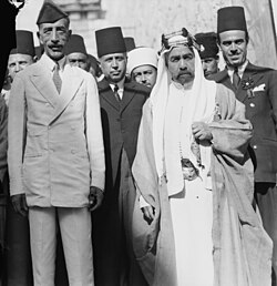 King Faisal I of Iraq and his brother then Emir Abdullah of Transjordan in Jerusalem, Mandatory Palestine, 1933