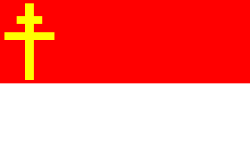 The flag of Alsace–Lorraine adopted by its parliament but not accepted by the national government