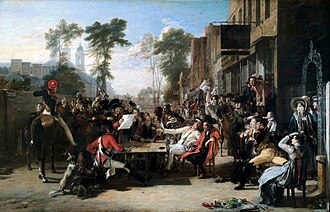 Sir David Wilkie, The Chelsea Pensioners reading the Waterloo Dispatch, 1822. Genre or history painting? The types have merged, in a way typical of the 19th century.