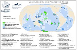 A map of 35 "very large" MPAs, collectively covering 4.6% of global ocean area (2019)
