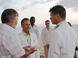 Marriage of two men celebrated by a Christian pastor in the United States.