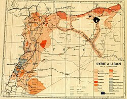 1935 population map of the French mandate in Syria and Lebanon