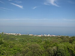 The coast around Golden Sands with the neighbouring nature park