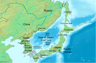 Japanese and the Korean peninsula are separated by the Sea of Japan