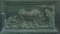 Pisa Cathedral, central door, lowest panel of left wing, School of Giambologna, c. 1602