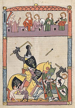 Tournament before an audience and musicians (14th century)