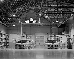 Turbine section of powerhouse, showing newer vertical generators