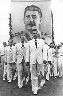 Banner of Stalin in Budapest in 1949