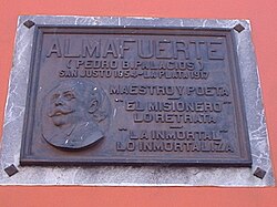 A commemorative plaque at the poet's erstwhile La Plata residence