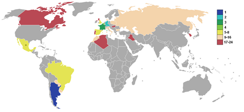 Map of results Champion Runner-up Third place Fourth place Quarter-finals Round of 16 Group stage