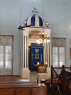 View of the interior of the Baron Hirsch Synagogue in Moisés Ville, Santa Fe.