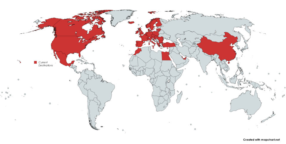 Dublin Airport passenger destinations