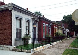 Shotgun houses in Louisville, Kentucky. In cities, shotgun houses were built close together for a variety of reasons.