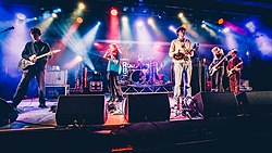 Black Country, New Road performing in 2020