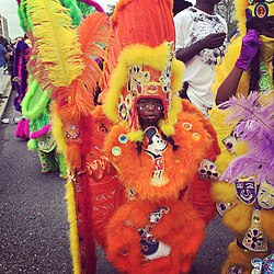 A Mardi Gras Indian costume