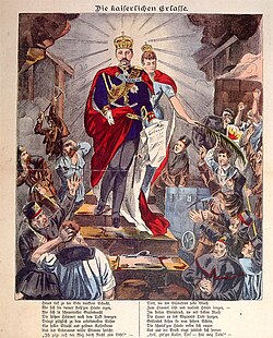 "The February Concessions": idealised depiction of Wilhelm II and the announcement of a "social empire" (Neuruppin print from 1890)