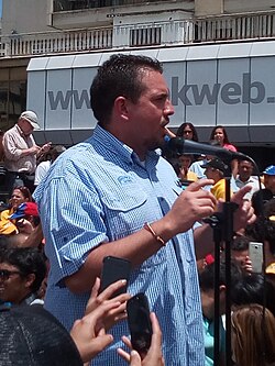Stalin González during the Venezuelan National Assembly special session in Brión Square, Caracas, on 1 April 2017