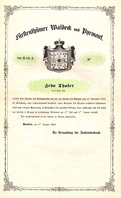 Government bond of the Principality Waldeck and Pyrmont, issued 1 January 1863