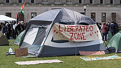 Students established the Gaza Solidarity Encampment at Columbia University hours before Shafik, Shipman, Greenwald, and Schizer testified before Congress.