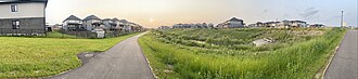 Panoramic photo of a walking trail in the Foxfield neighbourhood
