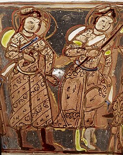 Ayyubid or Zengid soldiers in Seljuk-type clothes[36] and sharbush hats[37][38] on the Palmer Cup (1200–1215)[39]