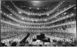 A full house at the Metropolitan Opera in New York City, waiting for a musical entertainment to begin (1937)