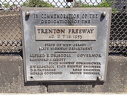 Trenton Freeway dedication plaque, 1953