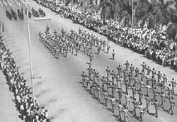 Portuguese Armed Forces marching in Luanda during the Portuguese Colonial Wars (1961–74).
