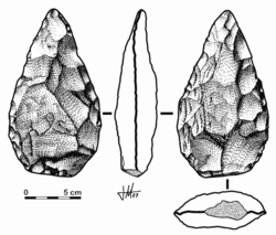 Hand axe manufactured with a soft hammer, without the appearance of any marks made by a hard hammer