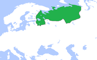 The Novgorod Republic c. 1400. Novgorod created a vast territorial empire and controlled much of the fur trade with Europe. The city was one of the main trading posts of the Hanseatic League.
