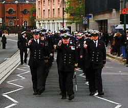 Officers of the Royal Navy on parade on Remembrance Day, 2010