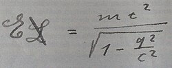 The equation in Albert Einstein's own handwriting from 1912